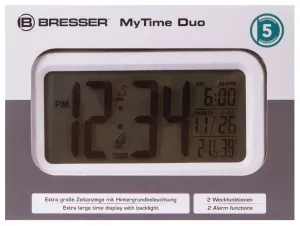 Часы настольные Bresser MyTime Duo LCD, белые, изображение 9